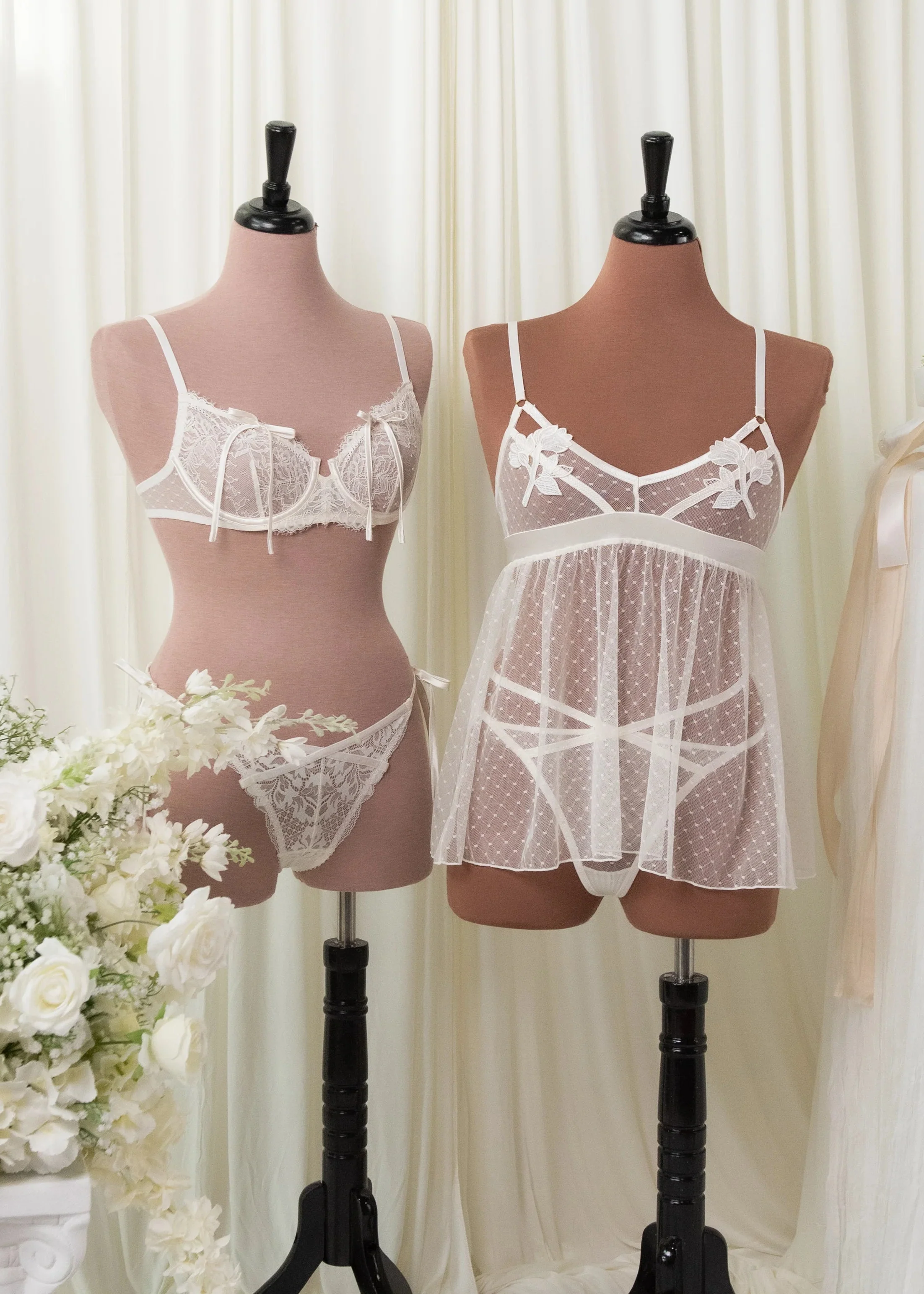 Strappy Diamond Mesh Thong - Pearl - Image 12