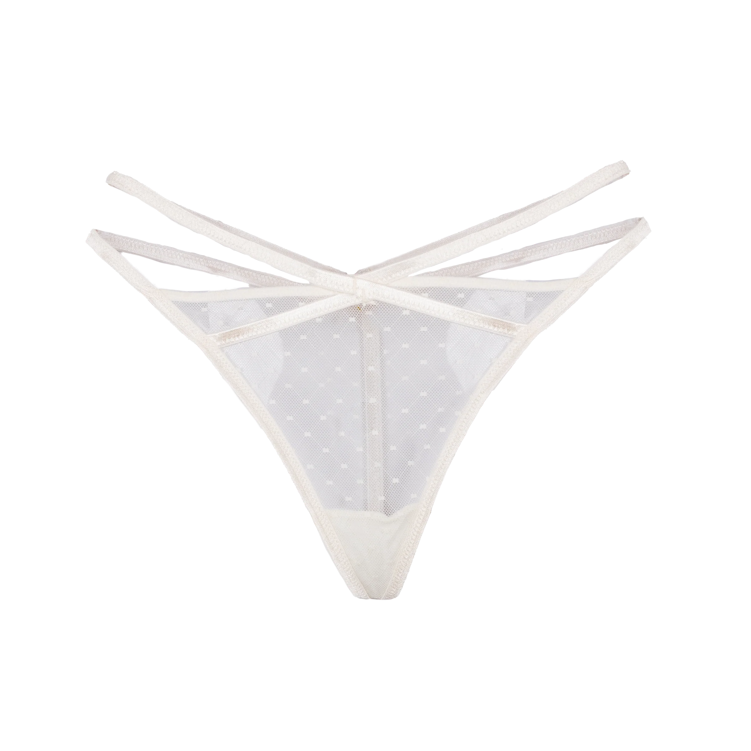 Strappy Diamond Mesh Thong - Pearl - Image 7