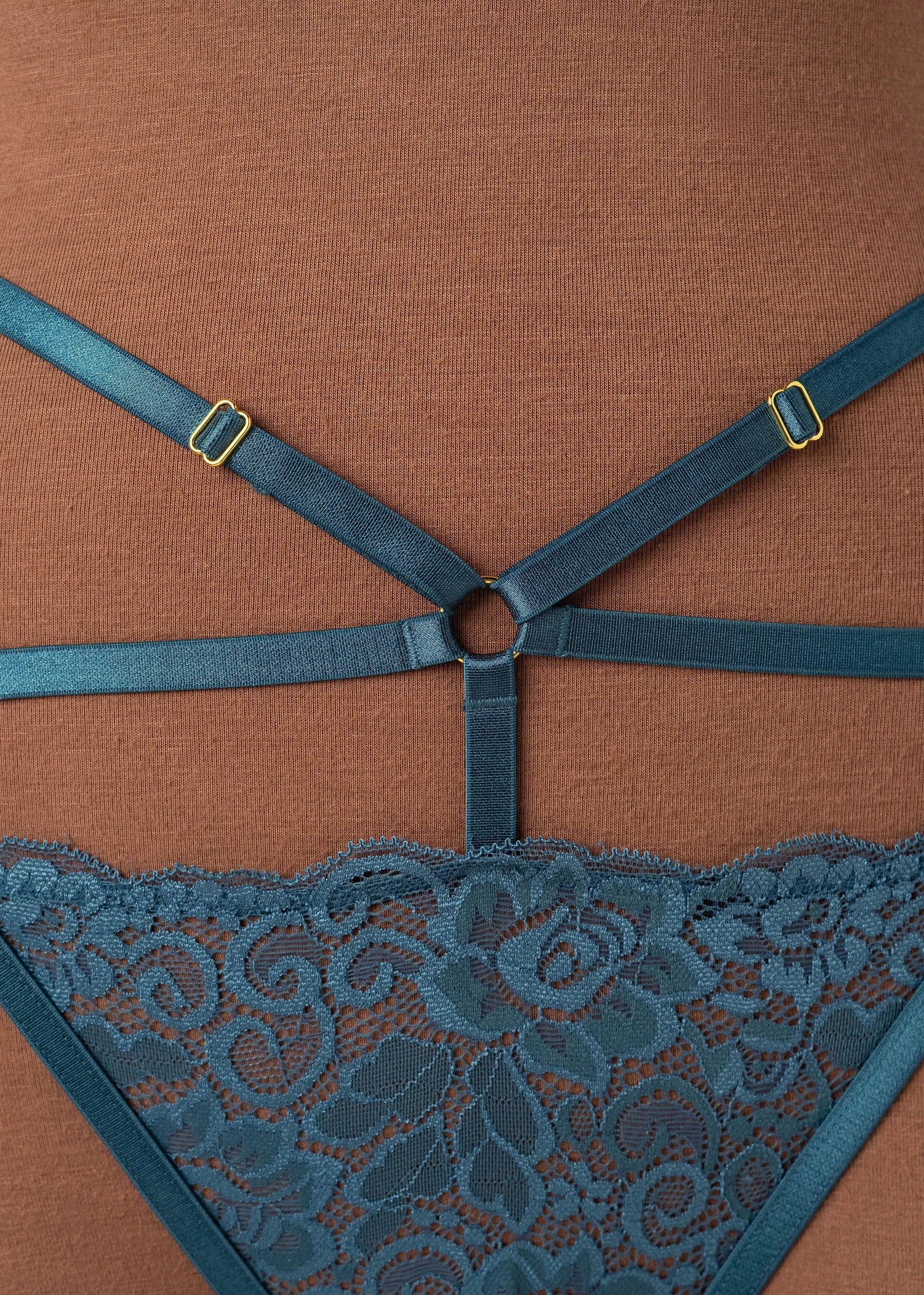Strappy Ouvert Charm Panty - Retro Blue - Image 5