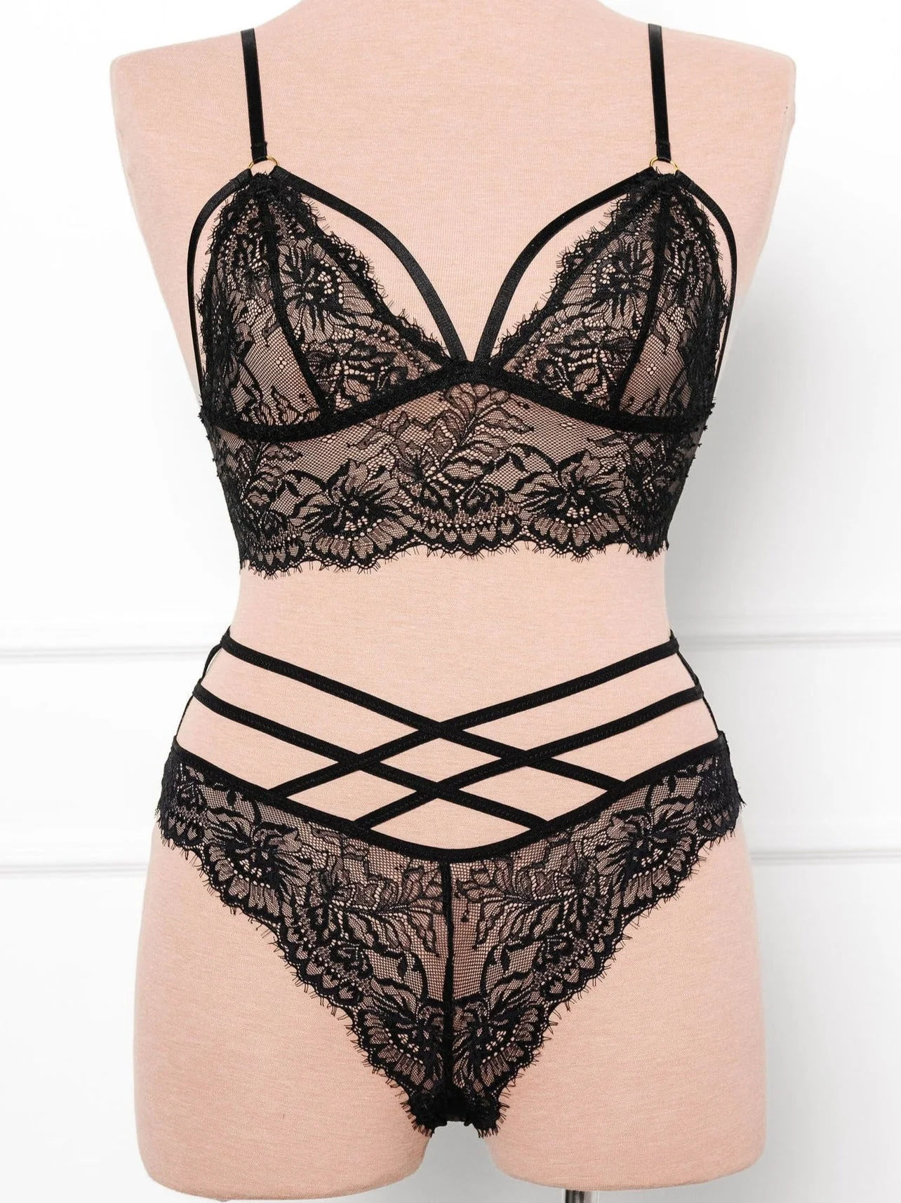 Strappy Crotchless Panty - Black - Image 3