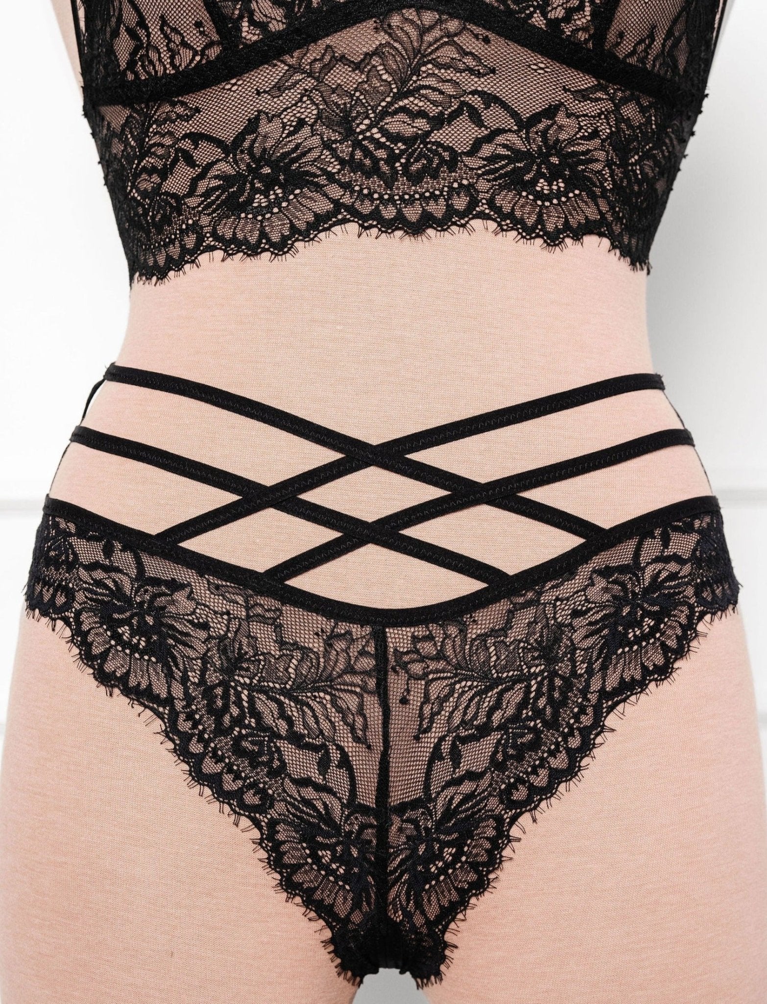 Strappy Crotchless Panty - Black - Image 5